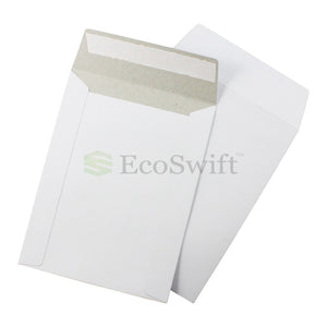 Self-Seal Keep Flat White Cardboard Mailers - 6 x 8"