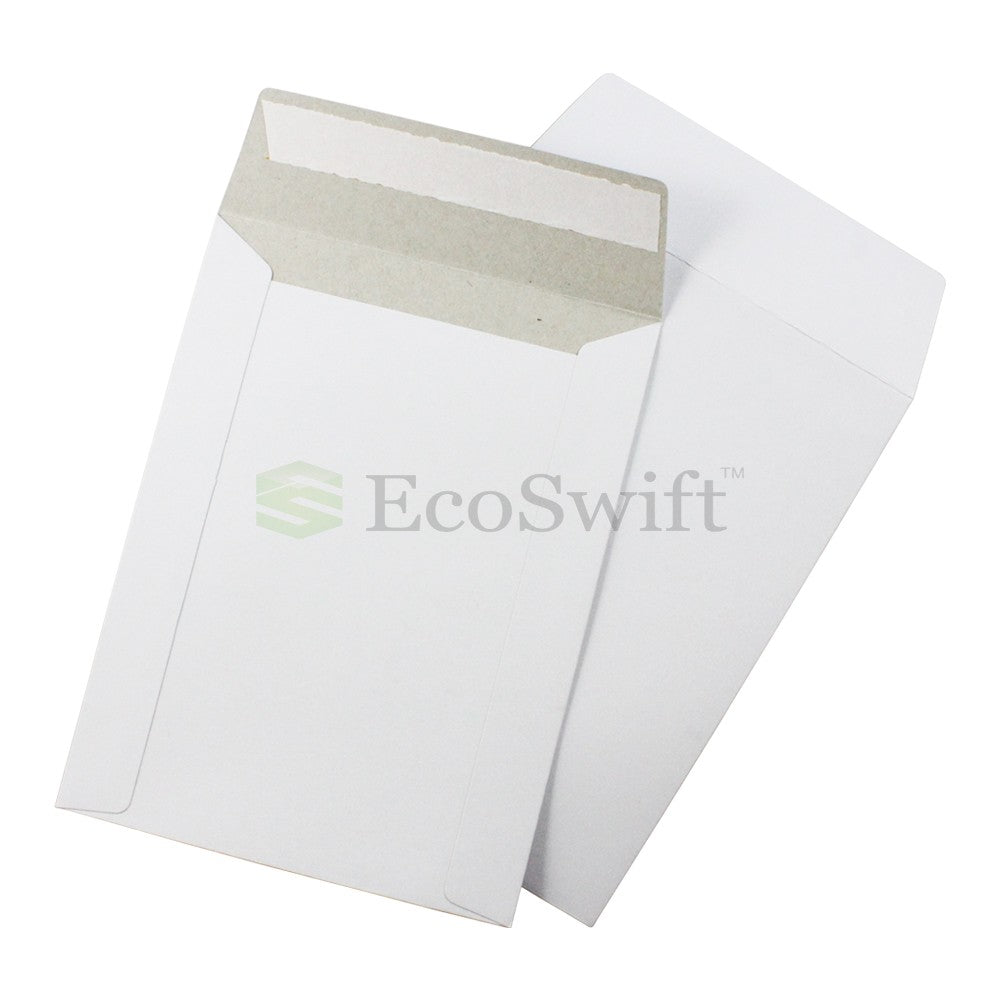 Self-Seal Keep Flat White Cardboard Mailers - 6 x 8