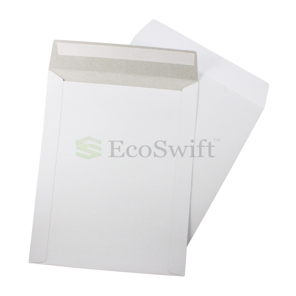 Self-Seal Keep Flat White Cardboard Mailers - 9 x 11 1/2