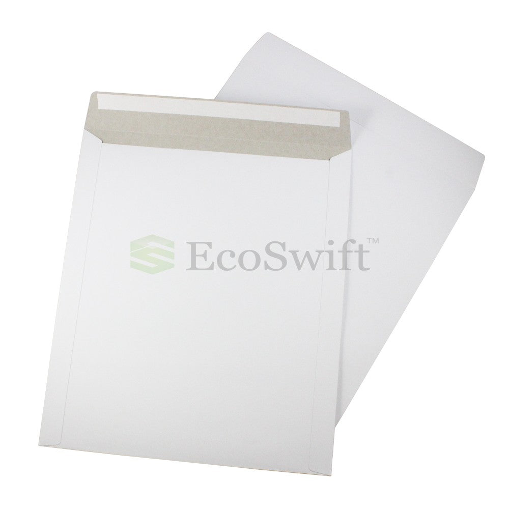Self-Seal Keep Flat White Cardboard Mailers - 12 3/4 x 15